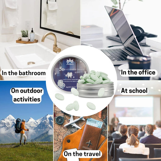 Travel mint toothpaste chewable tablets